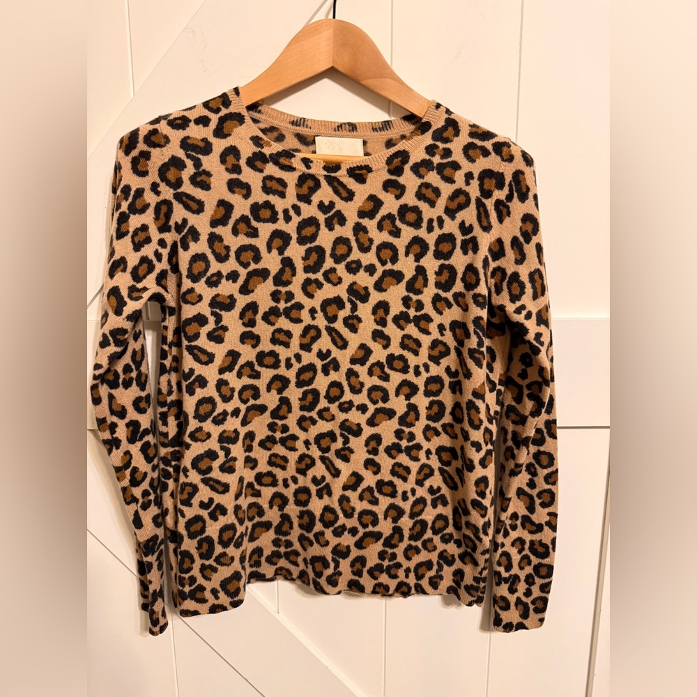 Cashmere Cynthia Rowley Animal Print Small Long Sleeve Top Sweater